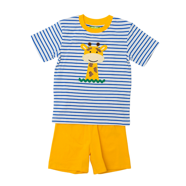 Applique Giraffe Boy's Short Set