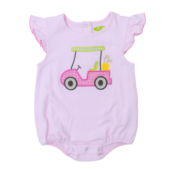 Applique Golf Cart Baby Romper