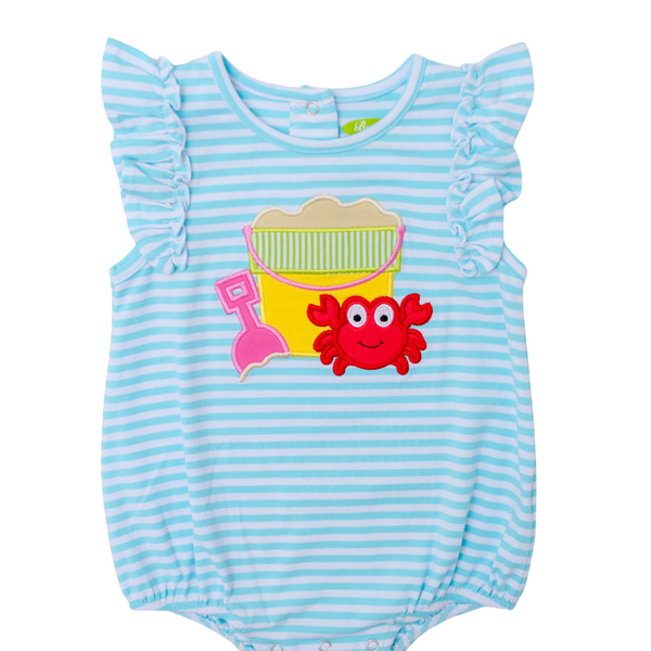 Applique Beach Bucket Girl's Romper