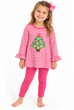 Applique Christmas Tree Girl's Pants Set