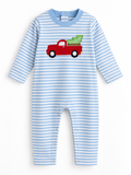 Applique Christmas Tree Truck Boy's Romper