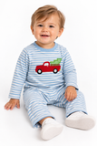 Applique Christmas Tree Truck Boy's Romper