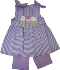 Applique Ice Cream Cones Girl's Short Set - 36S24