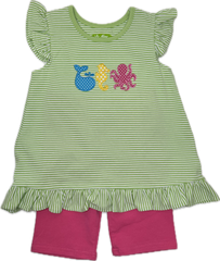 Applique Sea Friends Girl's Short Set - 12S24