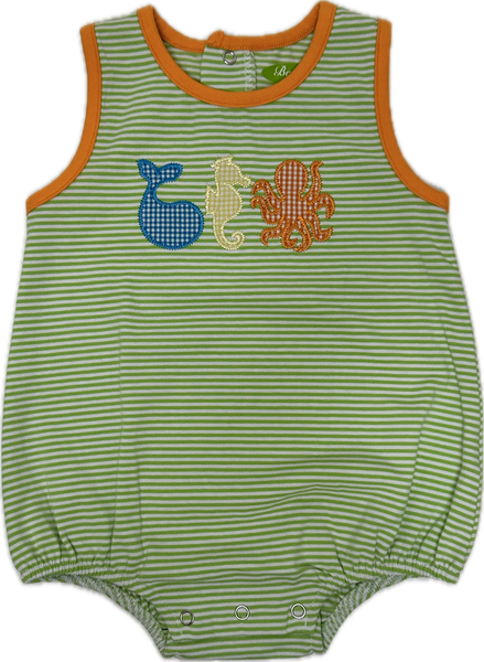 Applique Summer baby Boy Knit Romper