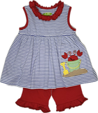 Applique Crab in Bucket Girl's Short Set - 16S24