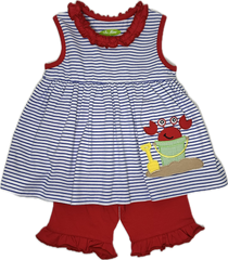 Applique Crab in Bucket Girl's Short Set - 16S24