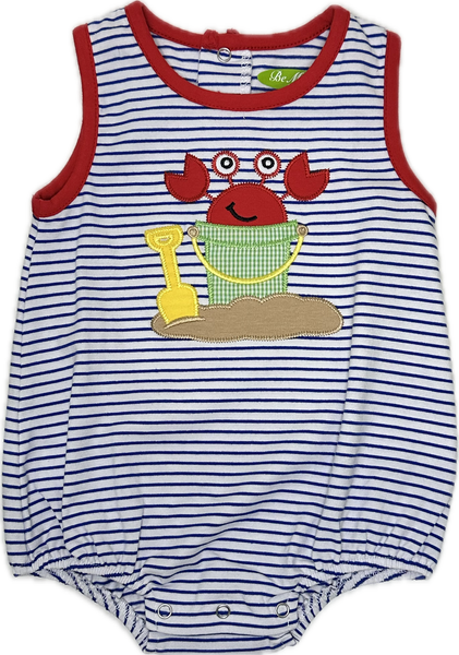 Applique Crab in a Bucket Baby Boy Romper - 18S24