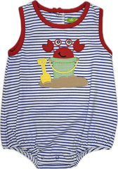 Applique Crab in a Bucket Baby Boy Romper - 18S24