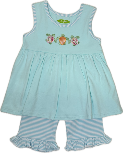 Applique Turtles Girl's Short Set - 21S24