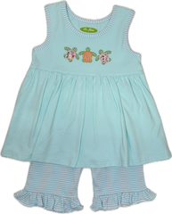 Applique Turtles Girl's Short Set - 21S24