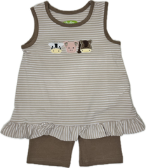 Applique Farm Animals Girl's Short Set - 29S24