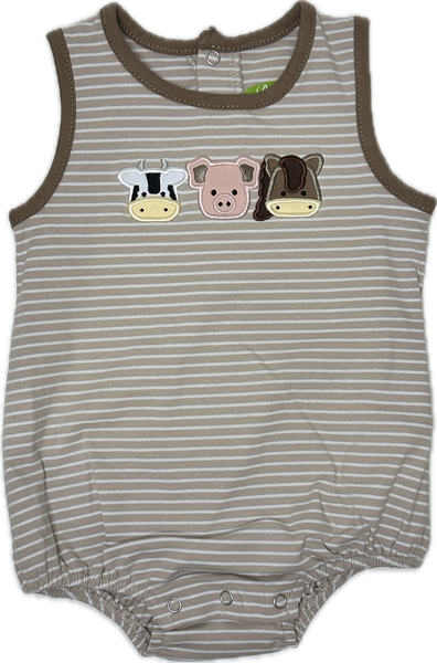Applique Farm Animals Baby Boy Romper - 31S24