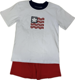 Applique American Flag Boy's Shorts Set - 34S24