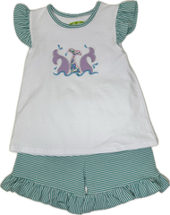 Applique Mermaid Tales Girl's Short Set - 38S24