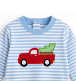 Applique Christmas Tree Truck Boy's Romper