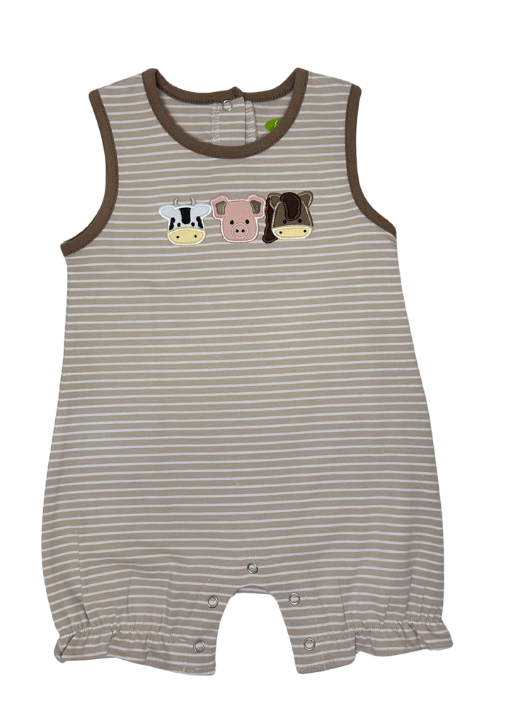 Applique Farm Animals Baby Girl Romper - 30S24