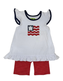 Applique American Flag Girl's Short Set - 33S24