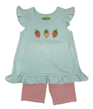 Applique Strawberries Girl's Short Set - 40S24