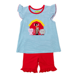 Applique Farm Girl's Short Set