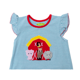 Girl's Short Set with Applique Farm