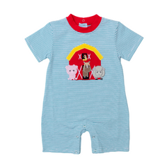 Applique Farm Boy's Romper - 016S23