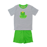 Applique Frog Boy;'s Short Set