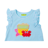 Girl's Short Set with Applique Beach Bucket