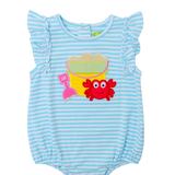 Applique Beach Bucket Girl's Romper