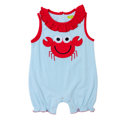 Applique Crab Girl's Romper Set -39S23