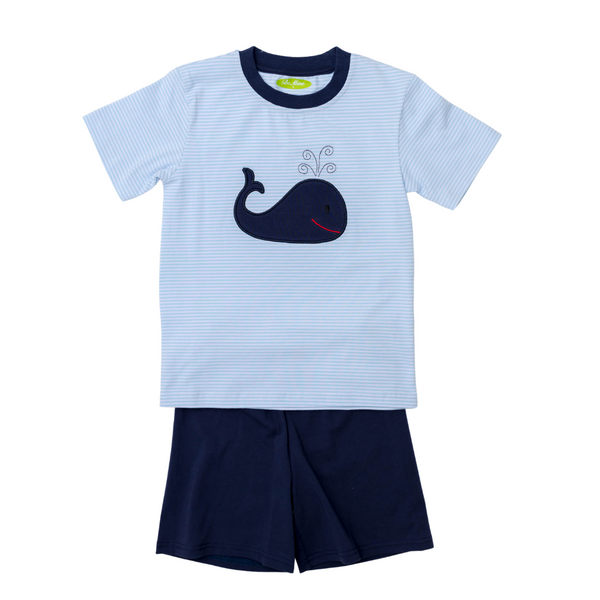 Applique Whale Boy's Short Set