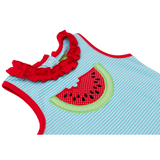 Summer Girl's Bubble with Applique Watermelon