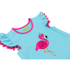 Applique Flamingo Girl's Short Set - 48S23