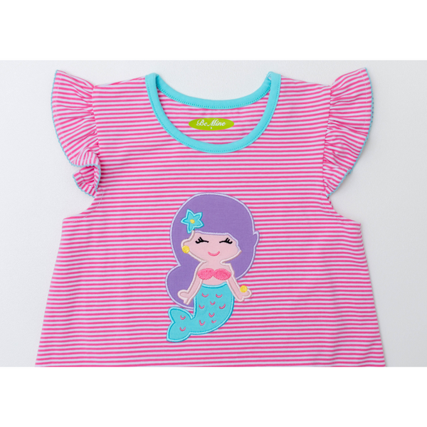 Girl's Short Set with Applique mermaid