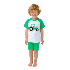 Applique Tractor Boy's Short Set - 52S23