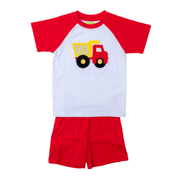 Applique Dump Truck Boy's Short Set