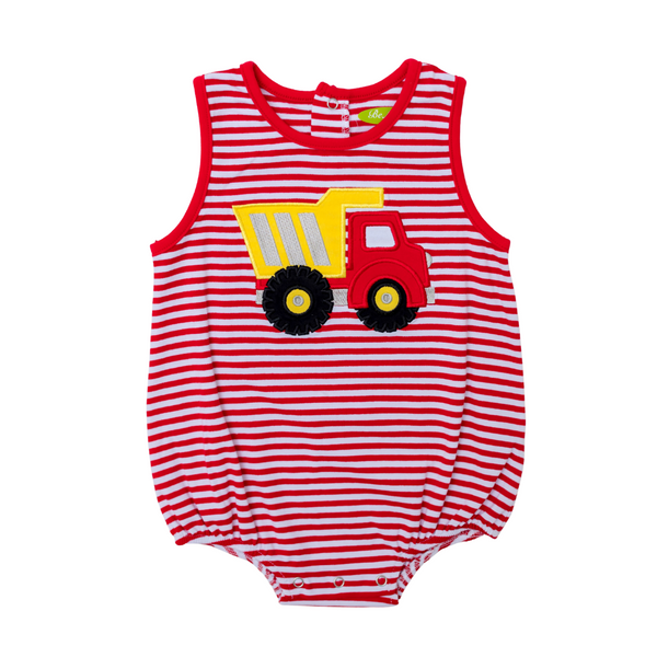 Applique Dump Truk Boy's Romper