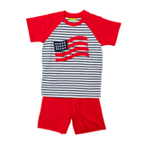 Applique American Flag Boy's Short Set