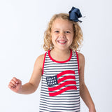 4th of July Applique Flag Girl's Short Set