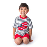 Applique American Flag Boy's Short Set