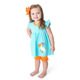 Girl's Short Set with Applique Pelican