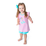 Applique Mermaid Short Set for Girls